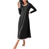 Ekouaer Camicia da Notte Donna Manica Lunga Vestito da Notte Premaman Allattamento Nero XL