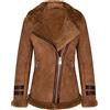 Infinity Leather Giacca in Pelle da Aviatore da Motociclista in Montone Marrone da Donna