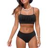 Rayson Costumi da Bagno per Donna a Due Pezzi Ruched Bandeau Bikini Set Regolabile Tracolla Costumi Donna Imbottito Push Up Bikini Top Sgambata a Vita Alta Fondo Beachwear Swimwear