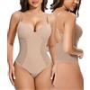 SHAPERIN Donna Body Modellante con Reggiseno Integrato Shapewear Bodysuit Guaina Contenitiva Senza Schienale Body Snellente Beige XL
