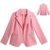 YYNUDA Blazer, giacca da donna leggera, da lavoro, elegante, maniche a 3/4, business, casual, tinta unita, con orlo arrotondato, giacca per feste e matrimoni, Colore: rosa., S