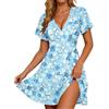 Generico Vestiti Estivi Donna Cotone Abito Lungo Estivo Vestito Fiori Casual Elegante Cerimonia Abiti Tubino Curvy Corto Vestitini Eleganti Summer Dress Lino Primaverile Corti a Cardigan Blu S