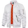 TACVASEN Giacca da uomo per le mezze stagioni giacca bomber giacca college giacca da aviatore giacca basic per il tempo libero con tasche con cerniera, bianco, 3XL
