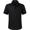 HISDERN Camicia da Uomo Maniche Corte Estiva Camicie Casual Colore Solido Spiaggia Vacanza Camicia con Tasca Regular Fit