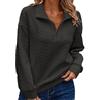 Generic Maglione Senza Cappuccio da Donna in Rilievo Tinta Unita con Mezza Zip per l'Autunno e l'Inverno - Felpa Oversize Donna Lunga (Black, XXL)