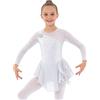 inlzdz Body da Pattinaggio Artistico Bambina Abito con Manica Lunga in Paillettes Vestito da Danza Classica Tuta da Ginnastica Leotards Danza Ballo Balletto Dancewear A Bianco 8 Anni