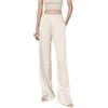 Kkaebi Pantaloni Di Satin Setosi Da Donna - Pantaloni A Gamba Larga Vita Alta Elastica Pantaloni Lunghi Fluidi Pantaloni Da Lounge Con Tasche (S,Bianco)