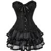 DOTBUY-SHOP Corsetto Donna Push Up Bustino Corsetti Overbust Stile Gotico Vintage Bustino Corset Top Shapewear Training Respirabile Elastico Sposa Corsetti 2 pezzi (Corsetto + Gonna)