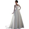 LNNLSS Bridal Long Tail Manica Lunga Pizzo Abiti da Sposa Francese Bianco Romantico Abiti da Sposa Abiti da Sera Grandi Dimensioni Donne, Bianco, US10