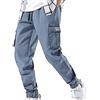 XYXIONGMAO Streetwear Hip Hop Cargo Joggers Pantaloni per Uomo Tuta Denim Sport Harness Piedi Harlan Casual Pantaloni, Blu, L