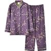 PRINCESS BRIDE Yukata giapponese in garza di cotone con trama Jacquard, camicia da notte morbida, vestaglia, accappatoio, set di pigiami traspirante per donne, Set viola., L