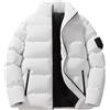 Goolecrimp Giacca in Piumino Larga da Uomo con Collo Alto Giacca Invernale Casual Tinta Unita Calda Antivento Giacca in Piumino Spessa e soffice alla Moda (Bianco,M)