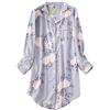 CHUNG Camicia da notte da donna a maniche lunghe, con bottoni, a quadri, camicia da notte scozzese, pigiama in flanella di cotone, Peonia grigia, XL