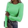 TrendiMax Maglia Donna a Manica Lunga Top a Girocollo Casual Slim Fit Piano Basic Sexy Crop Top Pullover Jersey