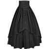 Dasongff Gonna tradizionale vittoriana da donna, a vita alta, allacciatura, gonna lunga medievale, Nero , S