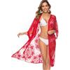 Shuanghao Vestito Kimono Pareo Copricostume Mi Bolero Coprispalle Caftano Pareo da Donna Mare Pizzo Bianco Nero Elegante Estivo Estate Donna Cerimonia Sexy Curvy Taglie Forti Lungo Cardigan