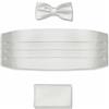 BRERA 67 Fascia da Smoking + Papillon + Fazzoletto da Taschino Color Bianco taglia S-M in raso, Set 3 pezzi Accessori da Uomo Classico per Abiti Eleganti
