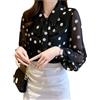 AKDJGFP Camicia A Pois da Donna Camicia in Chiffon con Stampa a Pois, da Donna, alla Moda, con Colletto rovesciato e Fiocco, a Maniche Lunghe, Monopetto.(L)