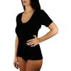 Clessidra Maglietta a Manica Corta Donna in Lana Cotone Made in Italy E-4210 (7, Nero)