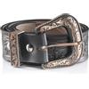 Angus Stoke Cintura western in pelle di bufalo - Cintura da cowboy e western fatta a mano per uomo e donna con fibbia per cintura, cintura in pelle goffrata a mano Jeremy, Bundweite 90 (46-48)