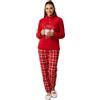 Viterbo Biancheria Pigiama Donna Invernale Rosso Natalizio Natale Christmas in Morbido Pile Coral - Set Pigiami da Notte Due Pezzi Pantaloni Lunghi Manica Lunga LWW00596 Idea Regalo di Natale (XL)