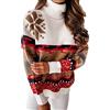 Loalirando Maglione di Natale da Donna Elegante Maglia Donna Invernale Natalizia Manica Lunga Girocollo Caldo Pullover (D-Bianco, X-Large)