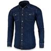 SEVEN EAGLE Camicia Denim da Uomo a Maniche Lunghe con Doppia Tasca con Bottoni Automatici (XXL, Navy Snow)