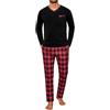 Demegimi Pigiama Uomo Invernale Cotone Pigiama da Uomo a Quadri Pigiami Due Pezzi da Uomo a Maniche Lunghe con Scollo a V e Pantaloni con Tasche