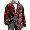DeHolifer Giacca Natalizia da Uomo Blazer Stampa Albero Natale Cappotto Fiocco di Neve Giubbotto in Pile Giacche Monopetto Felpa Colletto Risvolto Giacca Xmas Divertente Abbigliamento per Tempo Libero