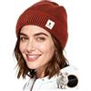 GoSkala Cappello Lana Merino, Berretto Uomo Donna Invernale, Beanie in Maglia Termica, Rosso