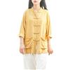 Lazutom Camicia da donna in cotone e lino con bottoni a forma di rana, colletto alla coreana, per arti marziali cinesi, Kung Fu Tai Chi, tunica