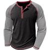 MakingDa Henley camicie da uomo lunghe maniche raglan slim fit bottoni blocco di colore camicia nonno casual smart tee top