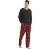 BEGIANT Pigiami da Uomo Invernali Set Termico Camicie Henley a Maniche Lunghe Top & Pantaloni a Quadri in Flanella Pigiami in Micropile per Uomo Abbigliamento da Camera Set, Plaid rosso., M