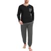 Marvmys Pigiama Uomo Invernale Cotone Lungo Due Pezzi con Bottoni Maniche Lunghe Pantaloni Lunghi Pigiama con Tasche Confortevoli Casual