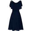 BOTCAM Abito da festa da donna, elegante, per matrimonio, lungo, a tracolla, in chiffon, con volant, slim fit, linea ad A, per feste, feste, da sera, lunghezza al ginocchio, vintage, per damigella d'onore