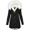 Generico Giacca Invernale Donna Foderati in Pile Caldo Medio Lungo Cappotto Impermeabile Antivento Invernale Giubbotto Slim Fit Casual Parka Elegante Classico Giaccone con Cappuccio, Zip Tasche