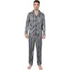 RuanMM Set pigiama da uomo in raso setoso, top a maniche lunghe e pantaloni lunghi, biancheria da notte seta da uomo, M