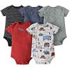 amropi 5 Pezzi Body Bambino a Manica Corta Pagliaccetto di Cotone Neonato Tutina Set Nero/Rosso/Bianco, 3-6 Mesi