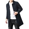 Generic Trench da uomo slim fit monopetto business casual giacca lunga leggera con risvolto autunno giacca a vento soprabito, Blu, L