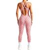 STARBILD Tuta Sportiva Donna Schiena Nuda, Jumpsuit Senza Cuciture Push Up, Tutina Aderente Senza Maniche, Monopezzi Intero per Fitness Yoga Palestra Tempo Libero, Stampa Leopardata - Rosa M