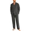 Ekouaer Pigiama da Uomo Invernale in Cotone Pigiami Due Pezzi Manica Lunga Pantaloni Pigiama da Notte Camicia Caldo， S-XXL