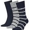 Tommy Hilfiger 3-pack Mouline Stripe Costbed Men's Boots Socks Gift Box, Navy Combo M-L