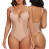 SHAPERIN Body da donna senza schienale con reggiseno, shapewear modellante per la pancia, con scollatura profonda a U, body modellante con spalline, S