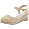 Generico Sandali Donna Estive con Zeppa Boho 35-42 EU in Lino Traspirante con Fibbia Sandali Chiuse Eleganti Cerimonia Scarpe Casual Chic Comode per Casa Lavoro Sera Festa Vacanze Spiaggia,Beige,37
