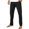 Litherday Pantaloni Pigiama Uomo 100% Cotone Tinta Unita, Pantaloni Lunghi da Notte con Tasche Laterali ed Elastico in Vita, Comodi Invernali Casa Nero XL