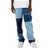 EGSDMNVSQ Uomo Patchwork Jeans Vintage Casual Relaxed Fit Denim Trousers Baggy Hip Hop Jeans Gamba Larga Gamba Dritta Color Block