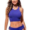 CRZ YOGA Racerback Taglio Corto Top Bikini | Imbottito, Coppa A-D, Scollo Alto, Nuoto, Tankino da Bagno per Donna
