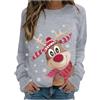Dwevkeful Maglione Natalizio Rosso Donna Felpa Donna Natalizio Felpe Stampa Pullover Tops Elegante Moda Maglione Natalizi con Collo in Pelliccia e Renna Rosso