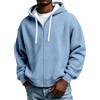 generic Felpa con cappuccio da uomo leggera a tinta unita con zip intera, taglie grandi e alte con tasche, felpa con cappuccio da uomo con zip intera, Azzurro, 4XL