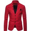 DUHGBNE Blazer da uomo, giacca da lavoro, elegante, casual, sportivo, con pattina, cardigan, giacca intelligente per tutti i giorni, giacca tinta unita per matrimoni e affari, Rosso, L